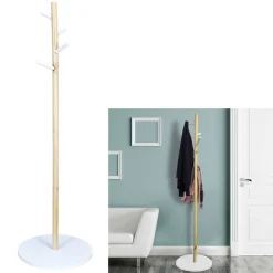 Gifi Rangement|Porte manteau Fiona 4 têtes naturel et blanc Ø40xH130cm