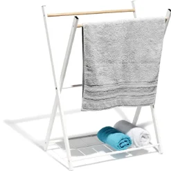 Gifi Aménagement Salle De Bain^Porte serviettes blanc et naturel