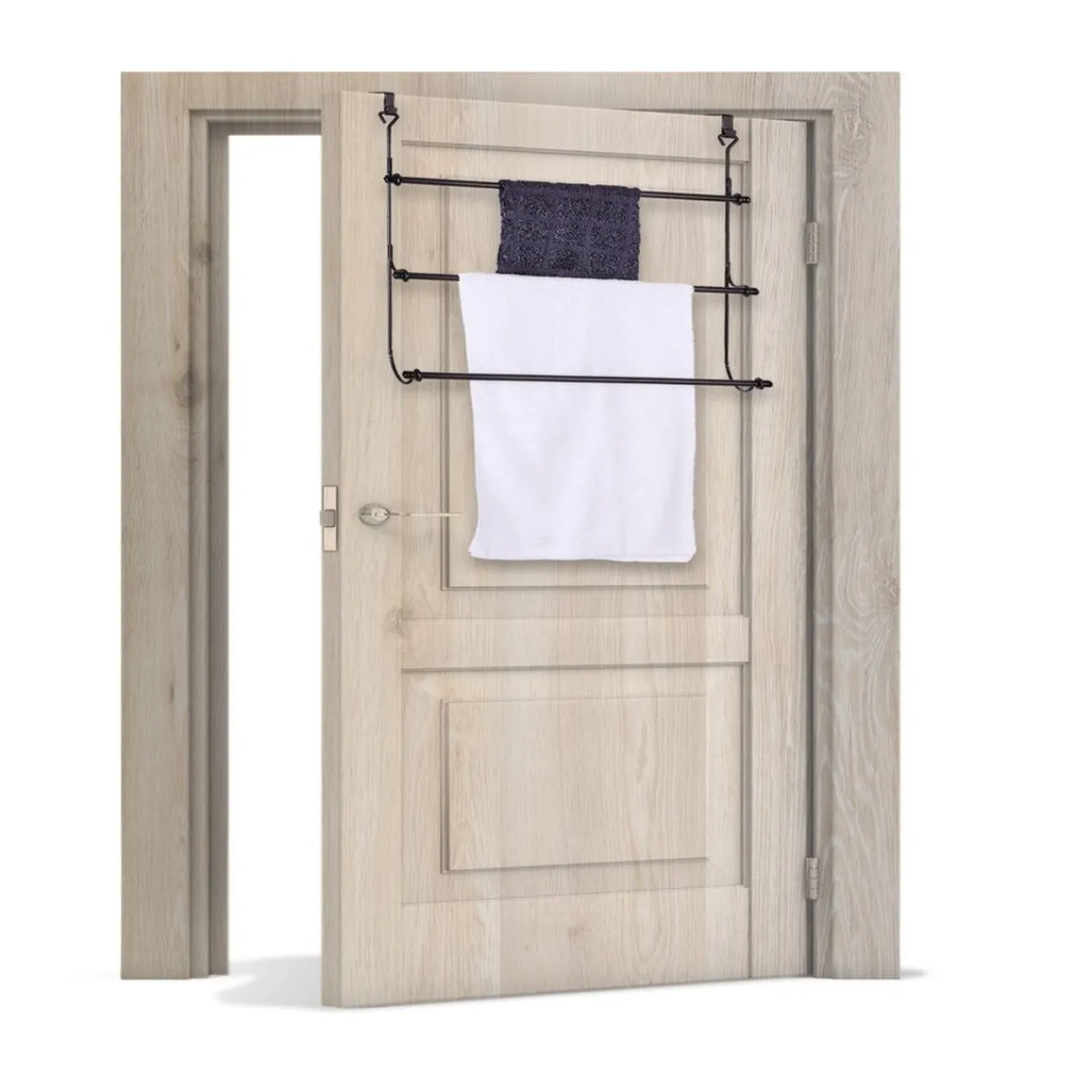 Gifi Aménagement Salle De Bain^Porte-serviettes à suspendre en fer noir 48,5x12xH54cm