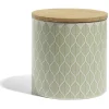 Discount Gifi Pot de conservation 500ml grès motifs arrondis couvercle bambou Ø10xH10cm