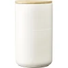 Hot Gifi Pot en céramique blanc avec couvercle en bois H16,5 cm