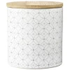 New Gifi Pot en céramique blanc à motif gris avec couvercle en bois H10,5 cm