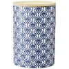 Clearance Gifi Pot en céramique à motif bleu avec couvercle en bois H14 cm