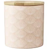 Best Gifi Pot en céramique à motif rose avec couvercle en bois H10,5 cm