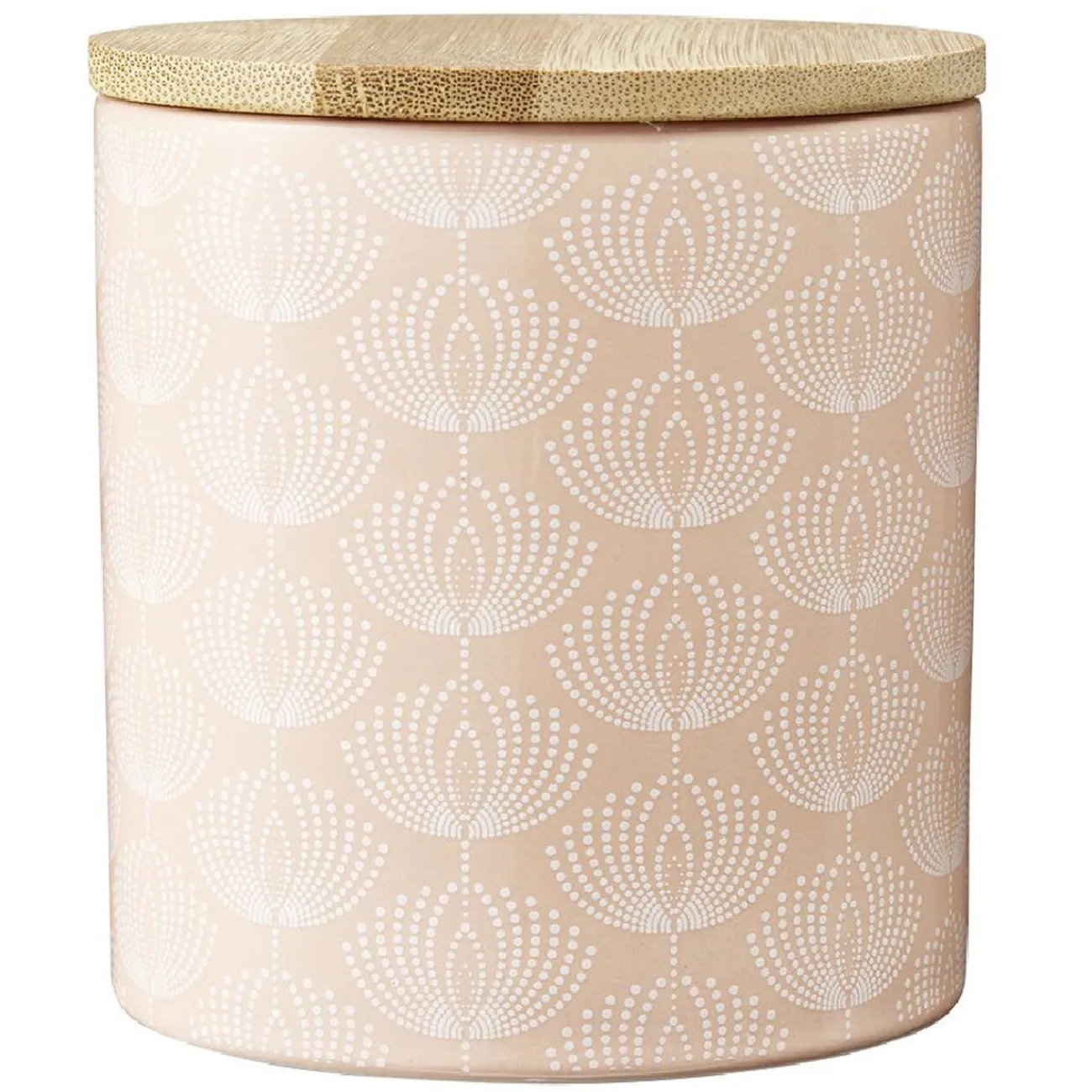 Best Gifi Pot en céramique à motif rose avec couvercle en bois H10,5 cm