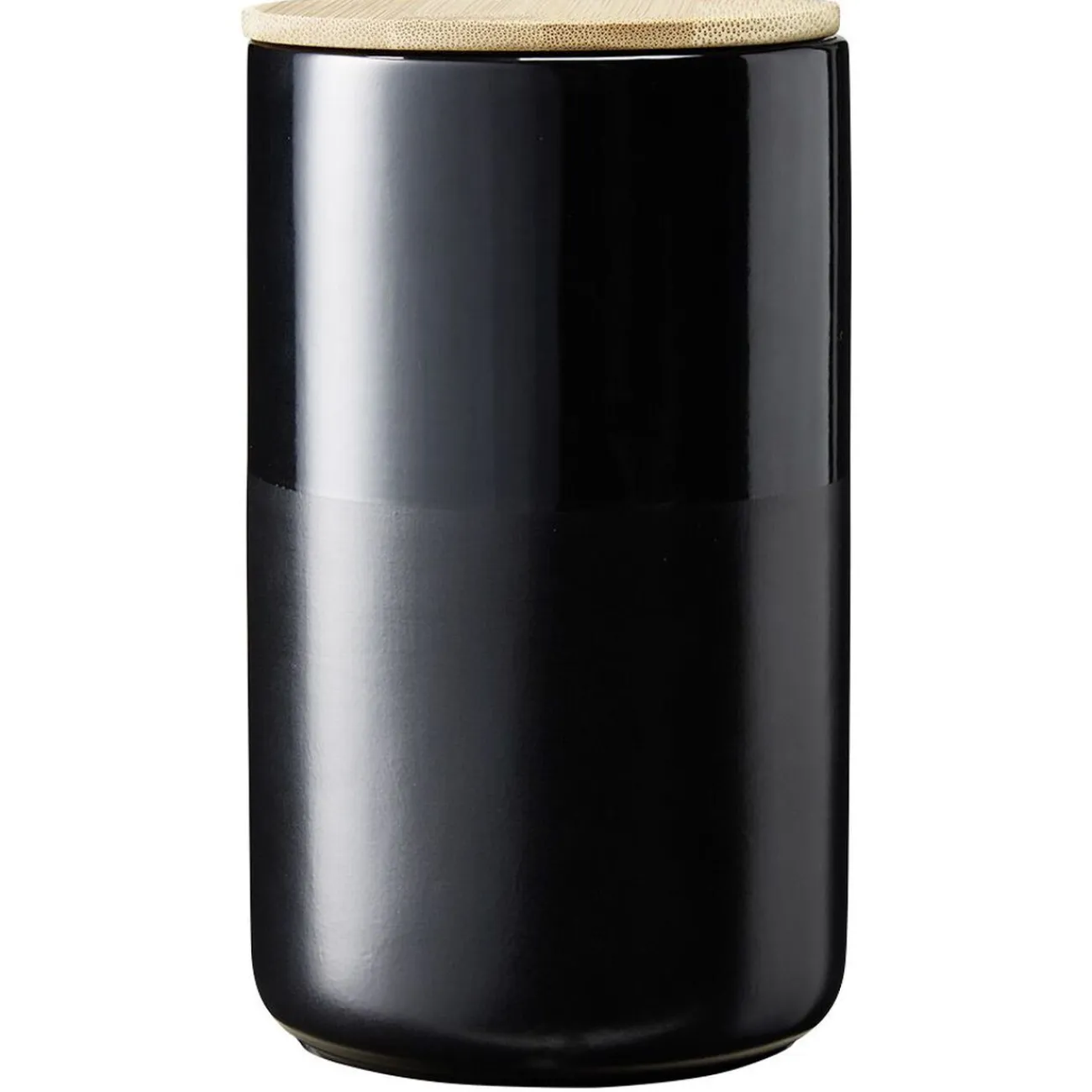 Outlet Gifi Pot en céramique noir avec couvercle en bois H16,5 cm