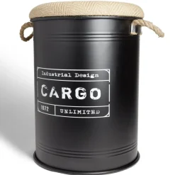 Gifi Rangement|Pouf coffre de rangement grand modèle Ø40xH54,5cm noir