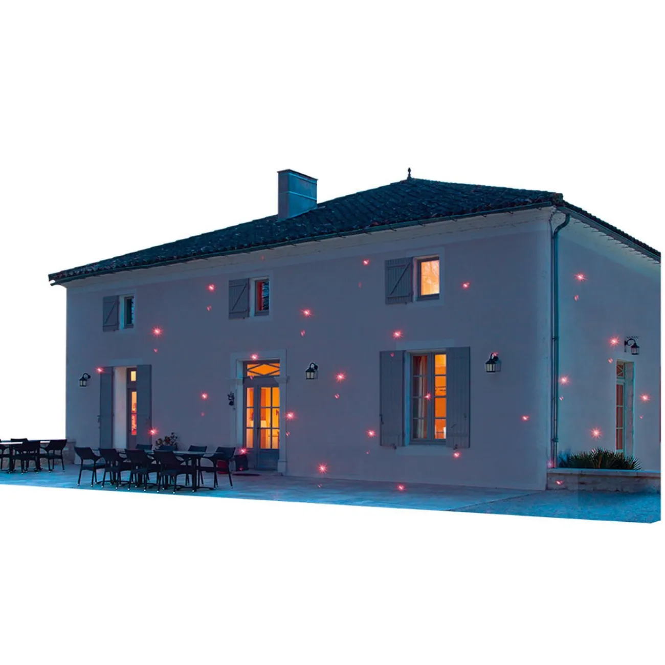 Gifi Eclairage Extérieur^Projecteur led solaire laser fixe motif pois rouge