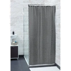 Gifi Equipement Douche^Rideau de douche motif ethnique noir et blanc