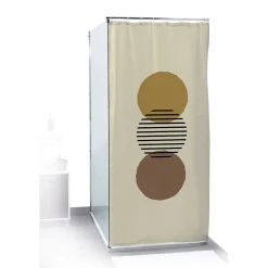 Gifi Equipement Douche^Rideau de douche motif rond marron et brun 180x200cm 100% polyester
