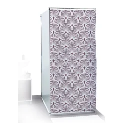 Gifi Equipement Douche^Rideau de douche motif vague japonaise blanc et marron 180x200cm