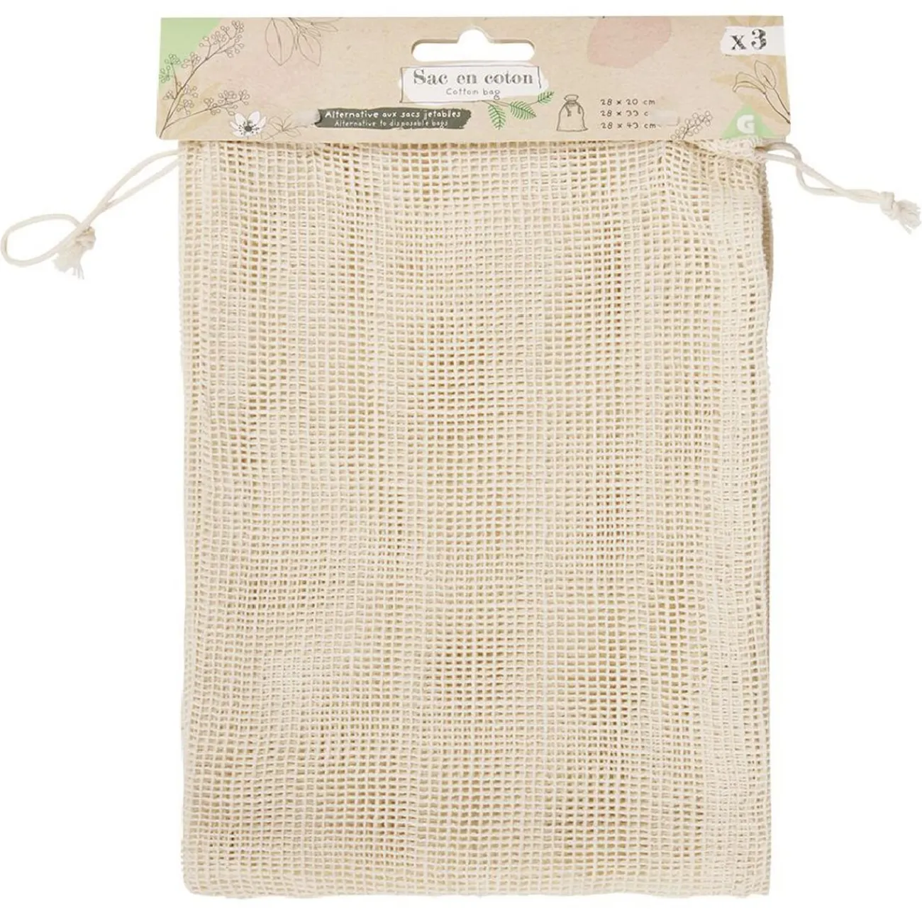Clearance Gifi Sac en coton blanc x3