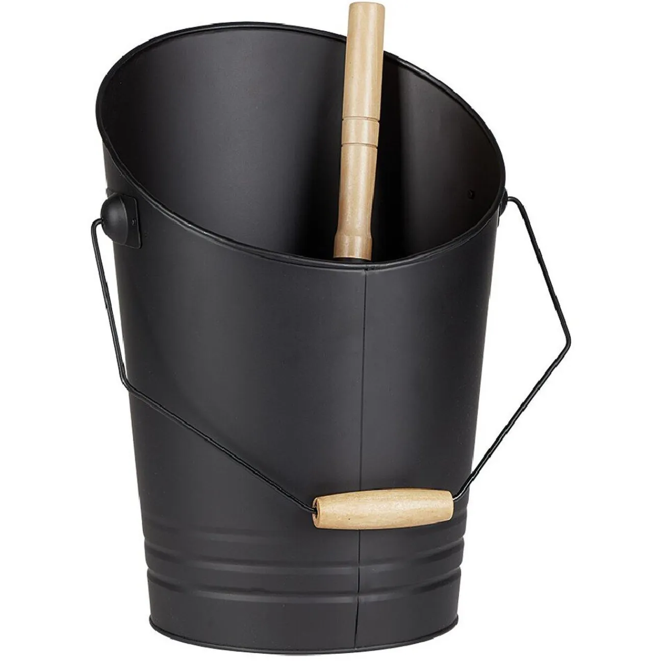 Gifi Rangement|Seau et pelle à cendres acier et bois noir