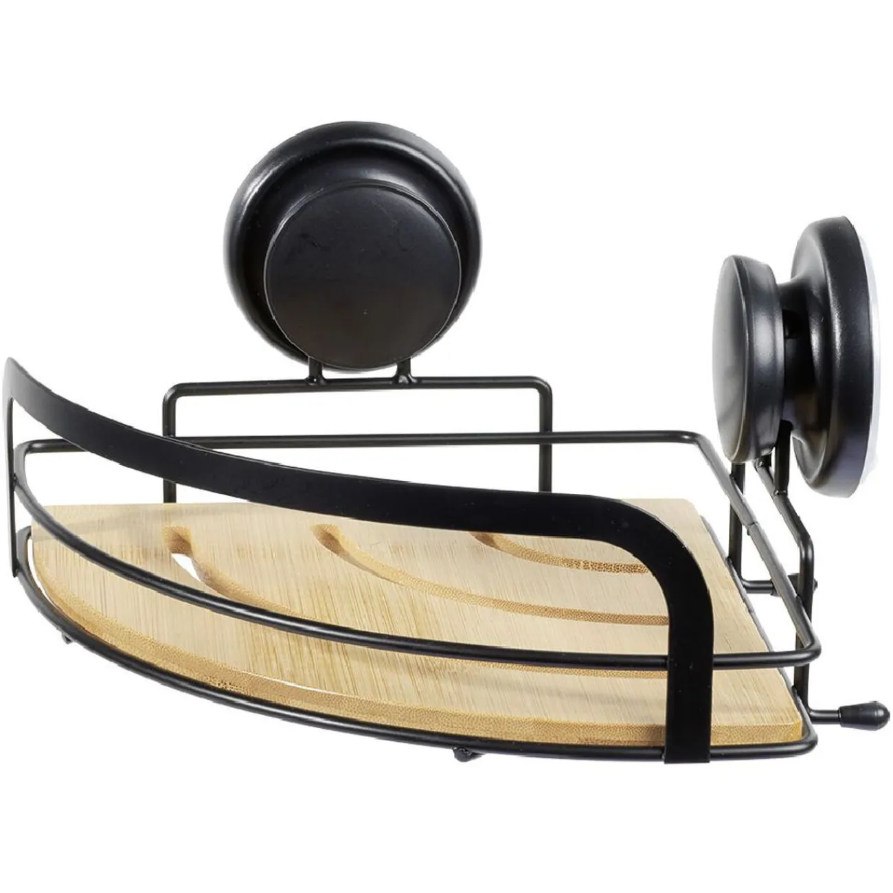 Gifi Equipement Douche^Serviteur de douche d'angle bambou et métal noir