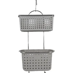 Gifi Equipement Douche^Serviteur de douche à 2 panières grises
