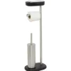 Gifi Equipement Wc^Serviteur WC 3 en 1 avec brosse dérouleur et support compartimenté