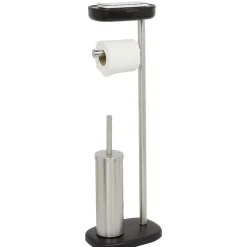 Gifi Equipement Wc^Serviteur WC 3 en 1 avec brosse dérouleur et support compartimenté