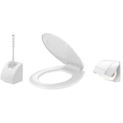 Gifi Aménagement Salle De Bain^Set plastique pour toilettes abattant dérouleur papier brosse WC