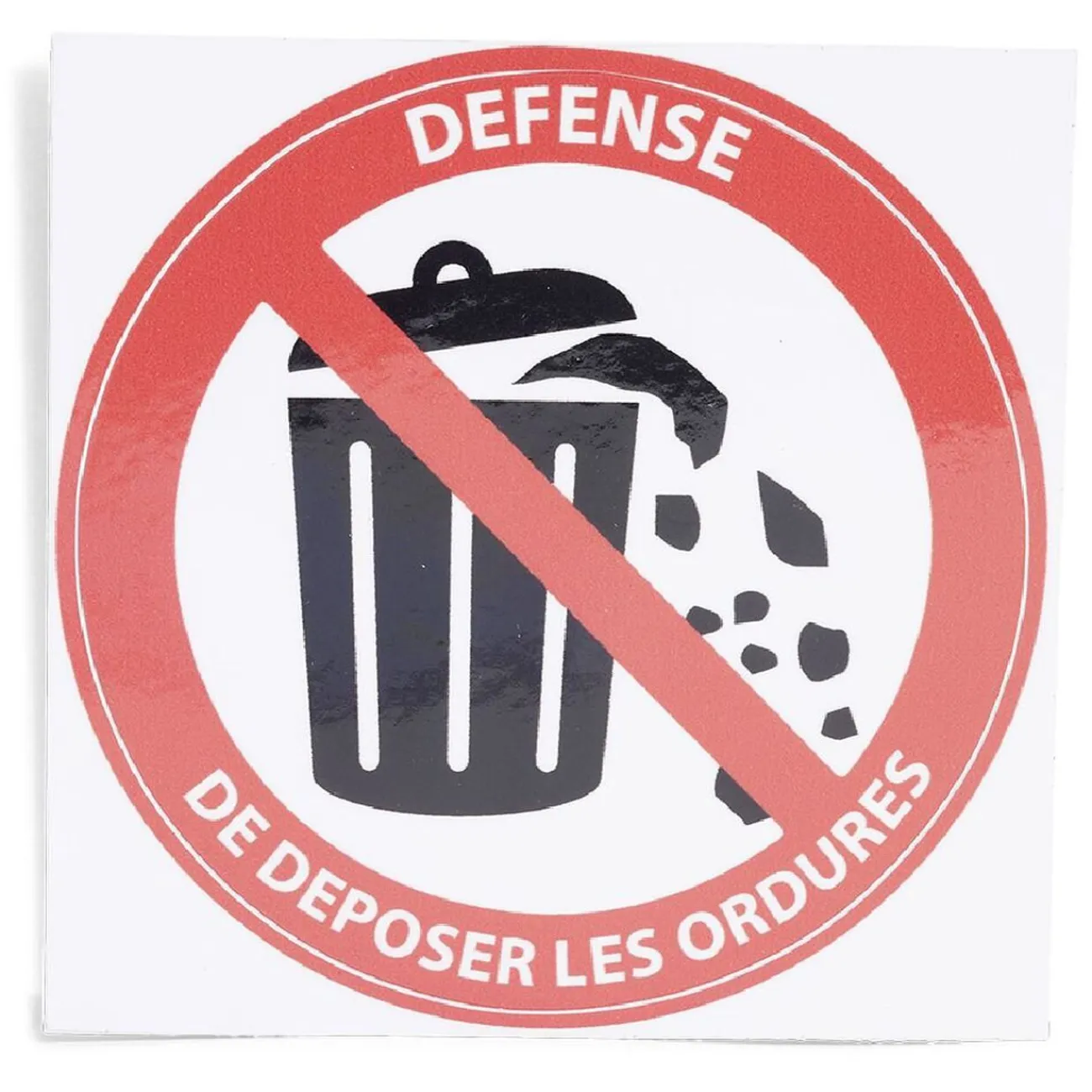 Gifi Colle Et Adhésif^Signalétique adhésive "Défense de déposer les ordures" - 8x8 cm