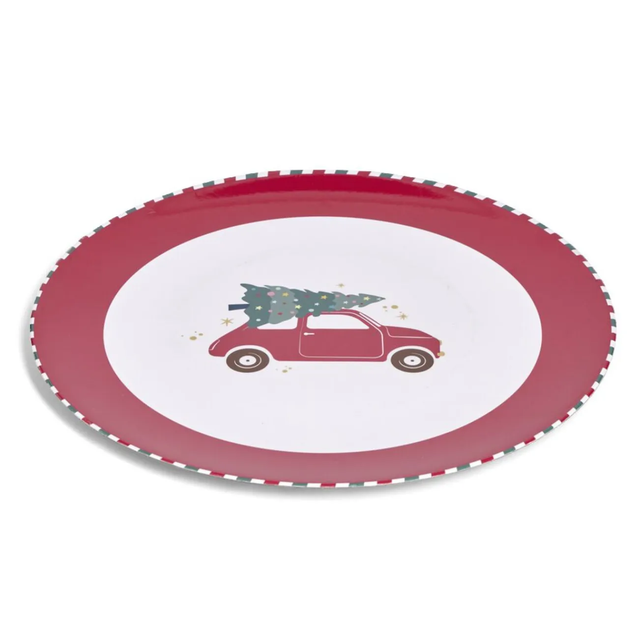 Sale Gifi Sous assiette rond Noël rouge motif voiture Ø33cm