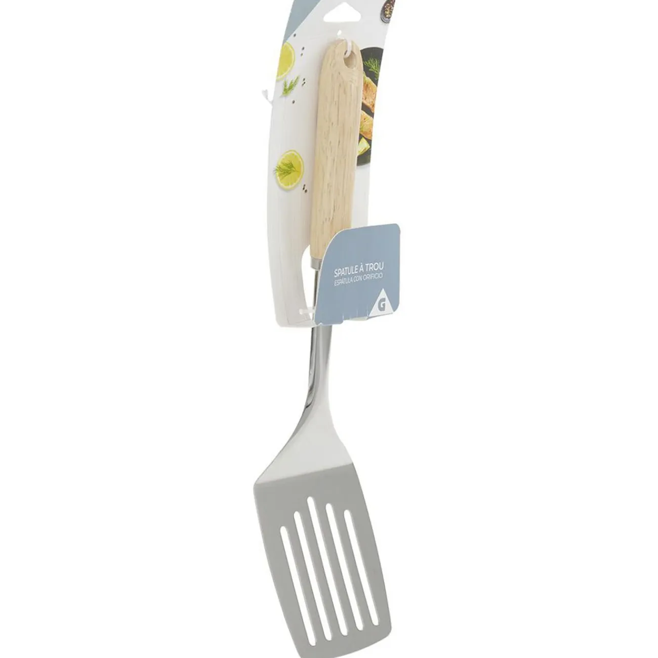 Sale Gifi Spatule ajourée en inox avec manche en bois