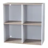 Gifi Rangement|Structure carrée 4 casiers Box Cube blanc et naturel 69,2x30xH69,2cm