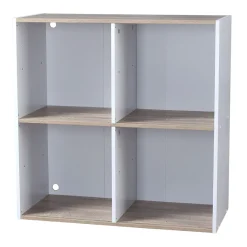 Gifi Rangement|Structure carrée 4 casiers Box Cube blanc et naturel 69,2x30xH69,2cm