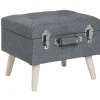 Gifi Rangement|Tabouret Malory gris clair avec malle intégrée