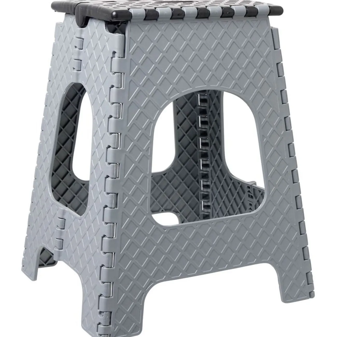 Gifi Aménagement Atelier^Tabouret marche pied pliant noir et gris H44 cm