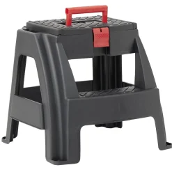 Gifi Aménagement Atelier^Tabouret 2 marches avec rangement intégré noir et rouge