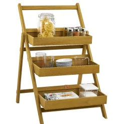 Sale Gifi Étagere Paulownia design escabeau en bois 3 niveaux