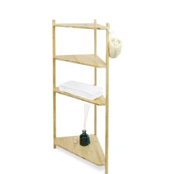 Gifi Aménagement Salle De Bain^Étagère d'angle bambou 4 niveaux