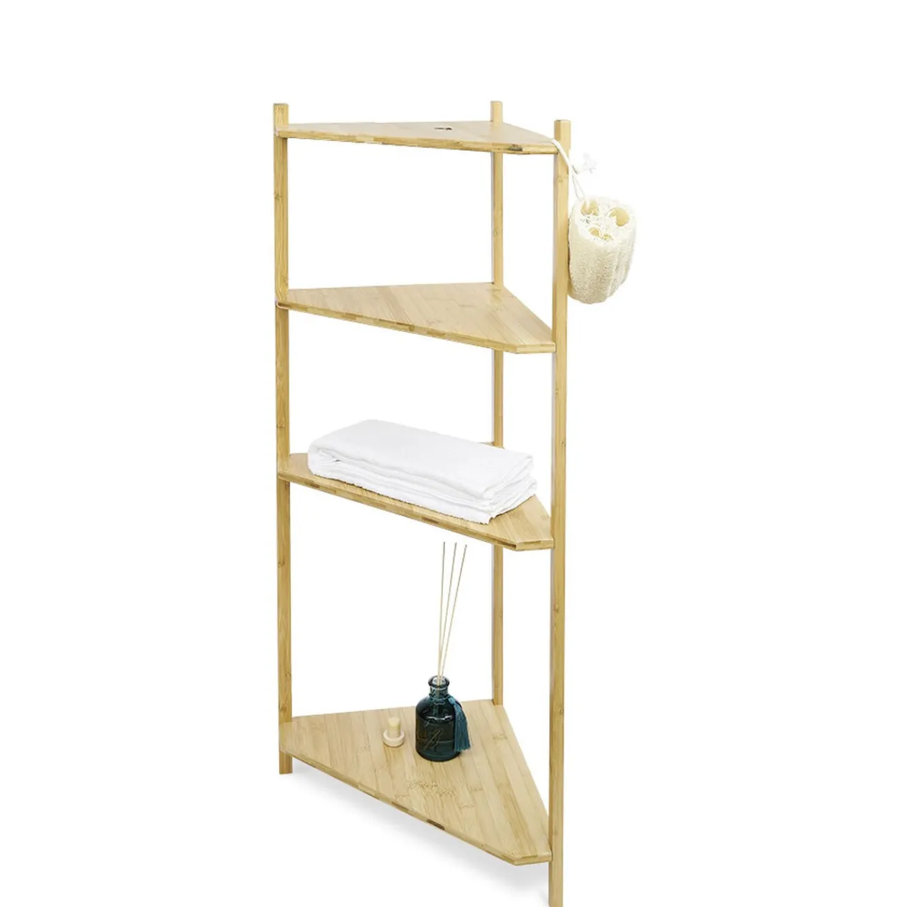 Gifi Aménagement Salle De Bain^Étagère d'angle bambou 4 niveaux