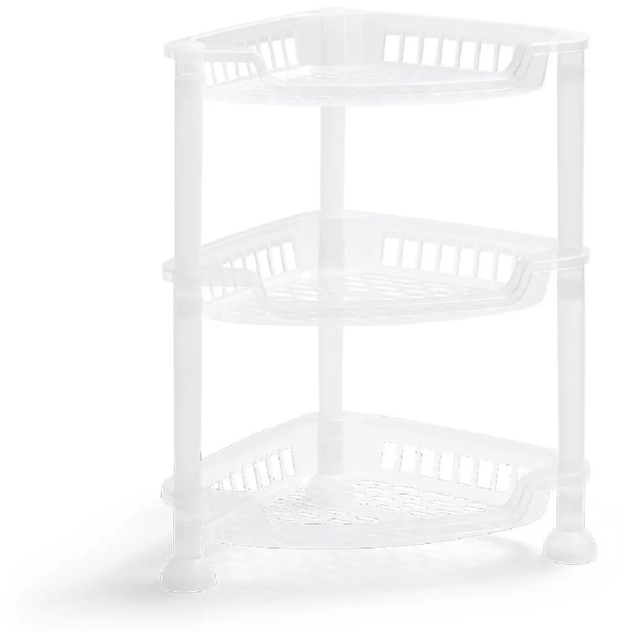 Best Gifi Étagère d'angle à poser 3 niveaux plastique transparent 28x20xH.33,5cm