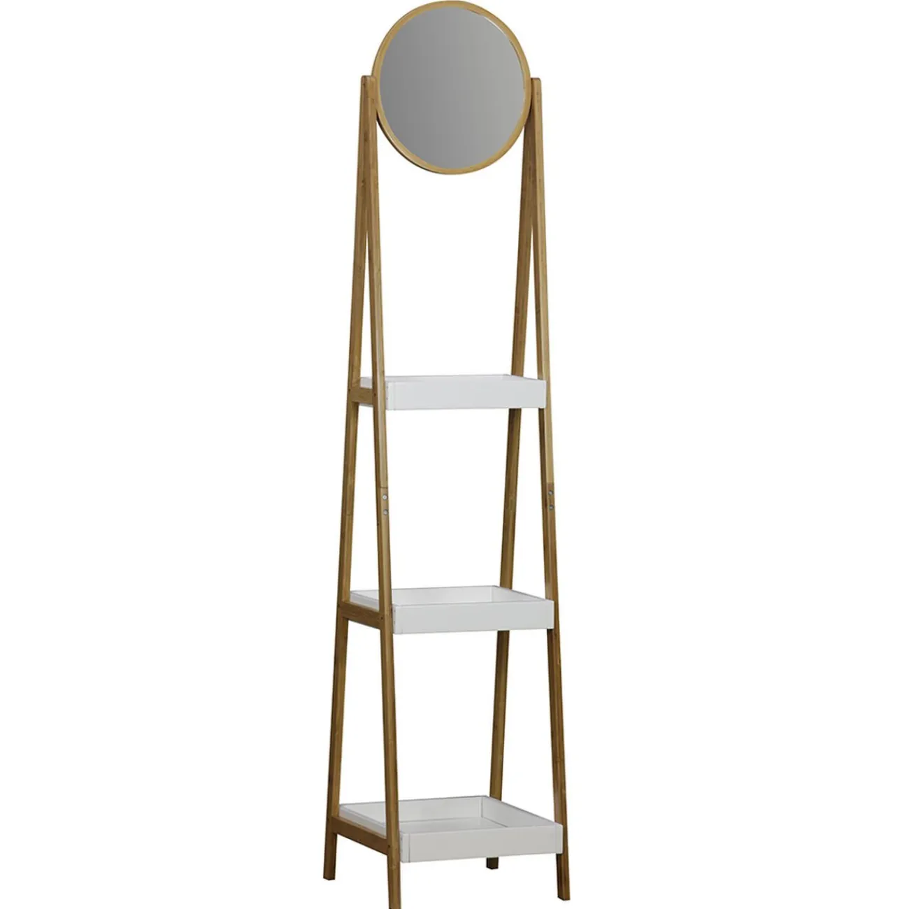 Gifi Aménagement Salle De Bain^Étagère 3 niveaux avec miroir blanc