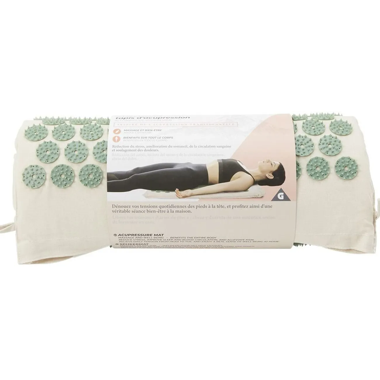 Gifi Bien-Être^Tapis d'acupression beige et vert
