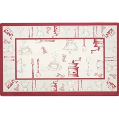 Gifi Nettoyage Et Entretien|Tapis de cuisine imprimé rouge et blanc 75 x 45 cm