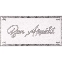 Gifi Nettoyage Et Entretien|Tapis de cuisine vinyle imprimé Bon appétit gris et blanc 100x49,5cm