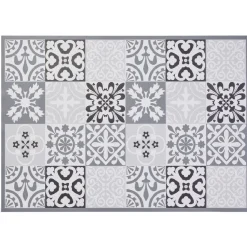 Gifi Nettoyage Et Entretien|Tapis vinyle imprimé carreau de ciment noir gris L. 70 cm