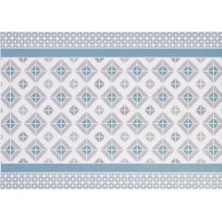 Gifi Nettoyage Et Entretien|Tapis vinyle imprimé géométrique bleu gris L. 70 cm