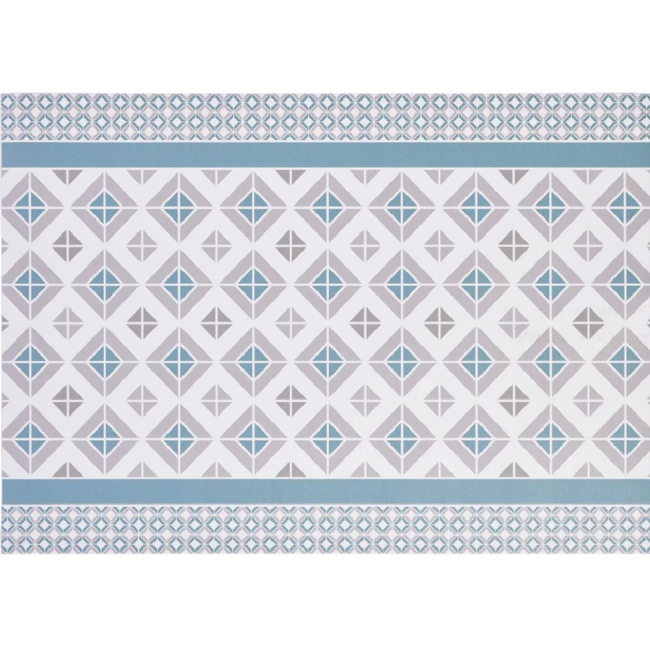 Gifi Nettoyage Et Entretien|Tapis vinyle imprimé géométrique bleu gris L. 70 cm