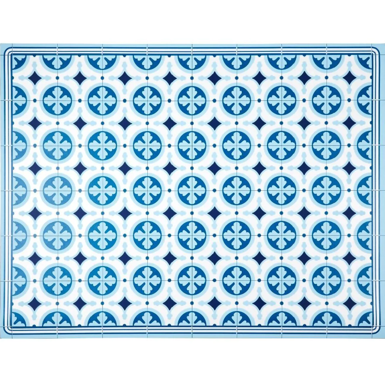 Gifi Nettoyage Et Entretien|Tapis vinyle motif carreau de ciment bleu et blanc 72x95cm