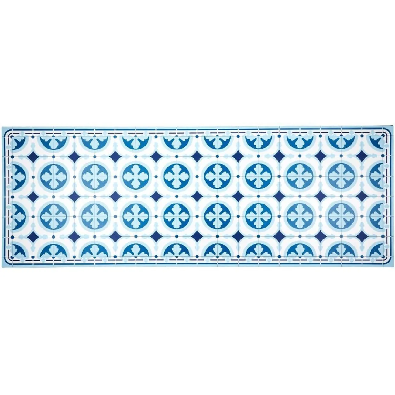 Gifi Nettoyage Et Entretien|Tapis vinyle motif carreau de ciment bleu et blanc 70x190cm