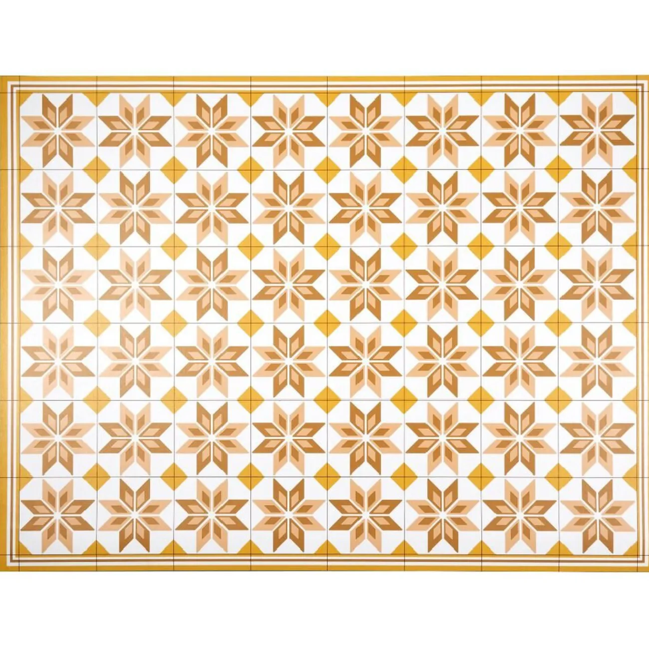 Gifi Nettoyage Et Entretien|Tapis vinyle motif carreau de ciment jaune et blanc 72x95cm