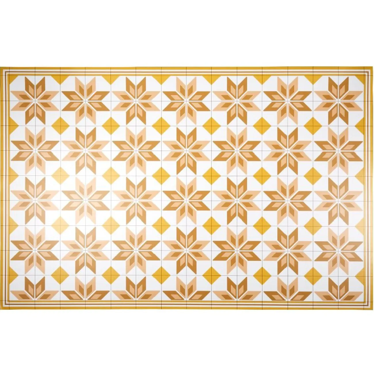 Gifi Nettoyage Et Entretien|Tapis vinyle motif carreau de ciment jaune et blanc 97x147cm