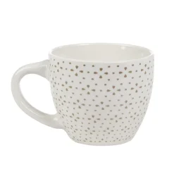 Sale Gifi Tasse à expresso porcelaine blanc à motif fleur taupe 9 cl