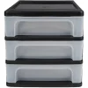 Gifi Rangement|Tour de rangement A4 noire 3 tiroirs transparent 12 L
