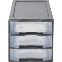 Gifi Rangement|Tour de rangement A4 3 tiroirs grise et transparente 12L
