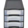 Gifi Rangement|Tour de rangement A4 3 tiroirs noir et transparent 12 L