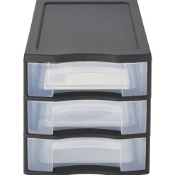 Gifi Rangement|Tour de rangement A4 3 tiroirs noir et transparent 12 L